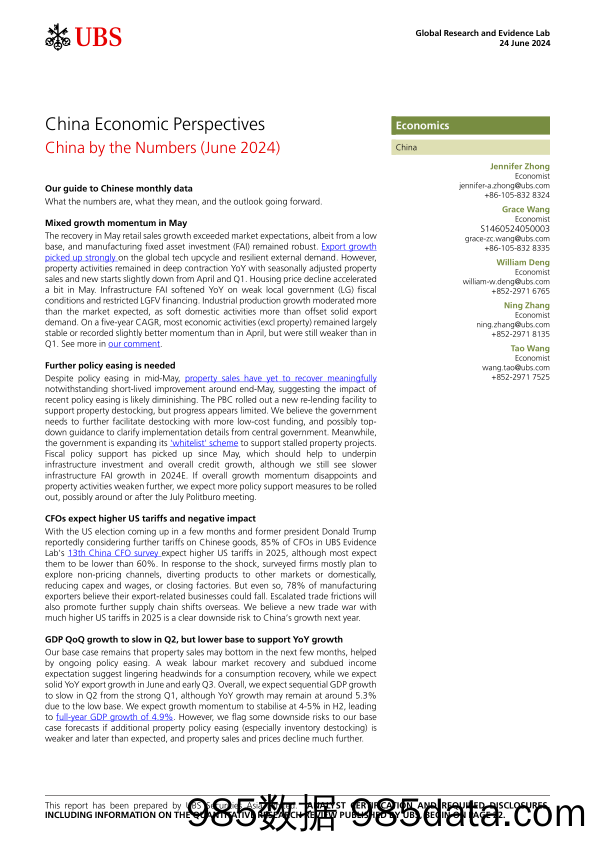 UBS Economics-China Economic Perspectives _China by the Numbers (June 2024...-108830215