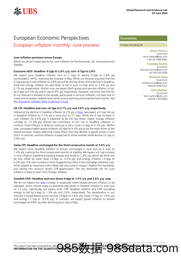 UBS Economics-European Economic Perspectives _European inflation monthly ...-108830055