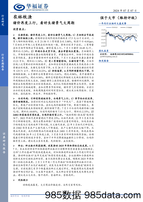 农林牧渔行业定期报告：猪价再度上行，看好生猪景气大周期-240707-华福证券