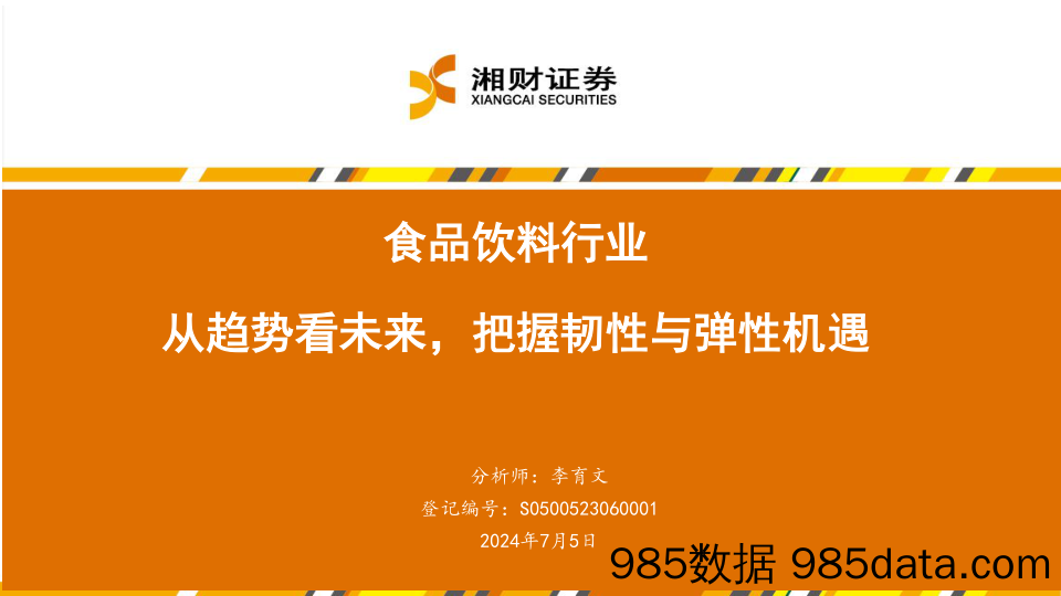 食品饮料行业：从趋势看未来，把握韧性与弹性机遇-240705-湘财证券