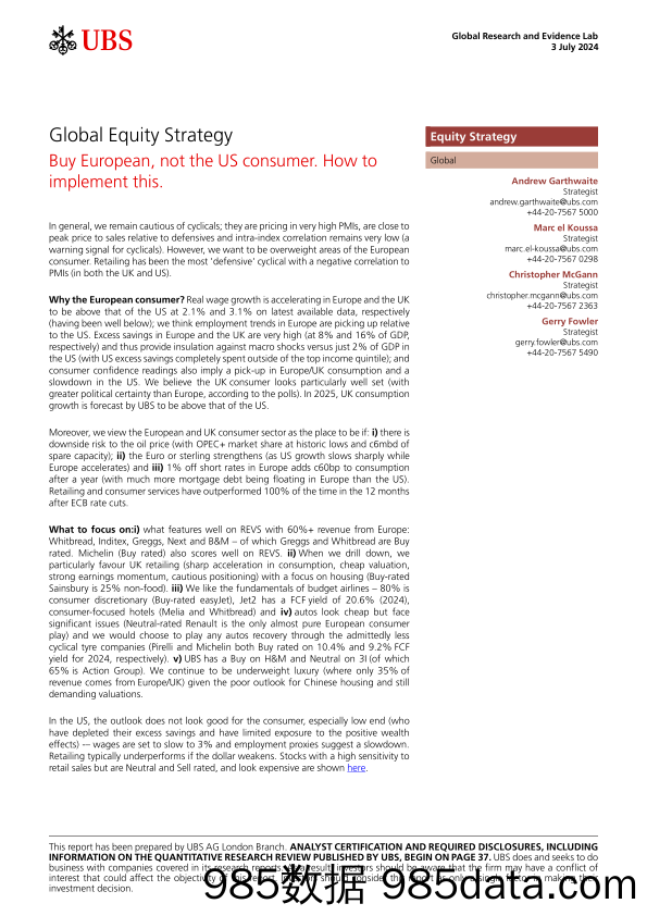 UBS Equities-Global Equity Strategy _Buy European, not the US consumer. H...-108994739