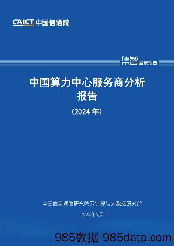 中国算力中心服务商分析报告（2024年）