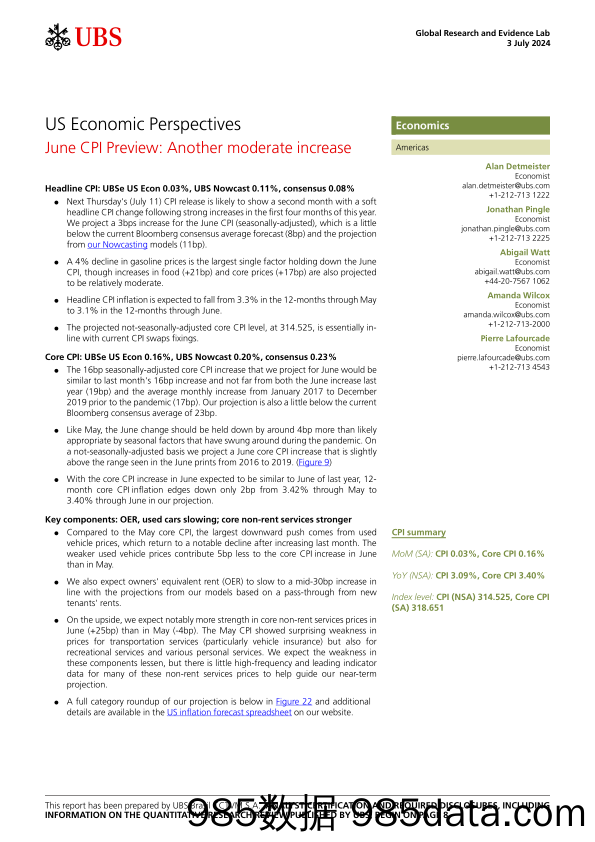 UBS Economics-US Economic Perspectives _June CPI Preview Another moderate...-109003744