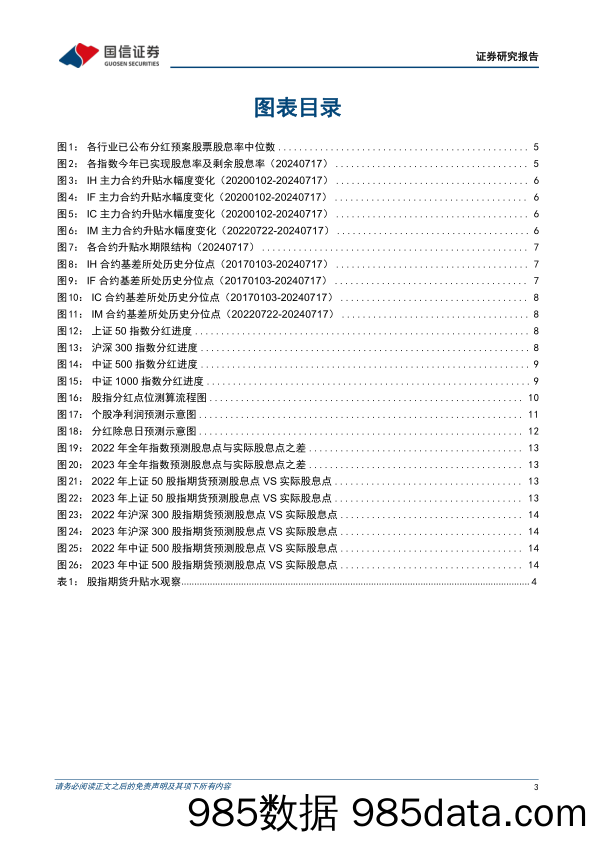 股指分红点位监控：7月合约临近到期，各主力合约均处于贴水状态-240717-国信证券插图2