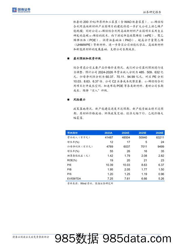 卫星化学(002648)2024年中报点评：上半年业绩同增，在建项目有序推进-240720-国海证券插图2