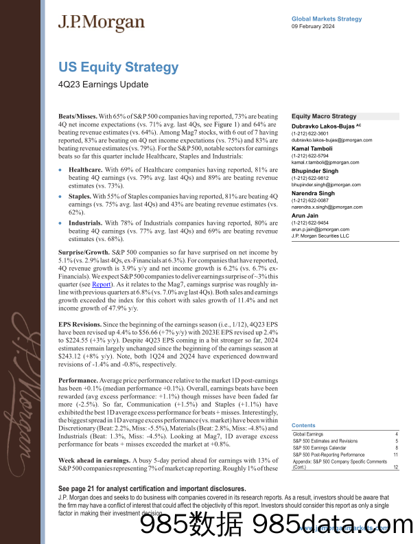 JPMorgan-US Equity Strategy 4Q23 Earnings Update-106445381