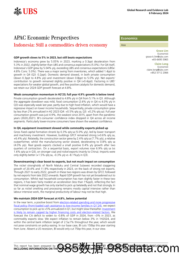 UBS Economics-APAC Economic Perspectives _Indonesia Still a commodities d...-106357400