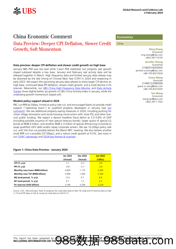 UBS Economics-China Economic Comment _Data Preview Deeper CPI Deflation, ...-106303617