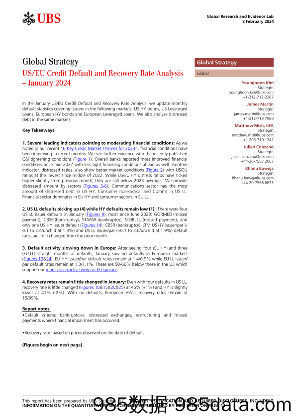 UBS Equities-Global Strategy _USEU Credit Default and Recovery Rate Anal...-106412655