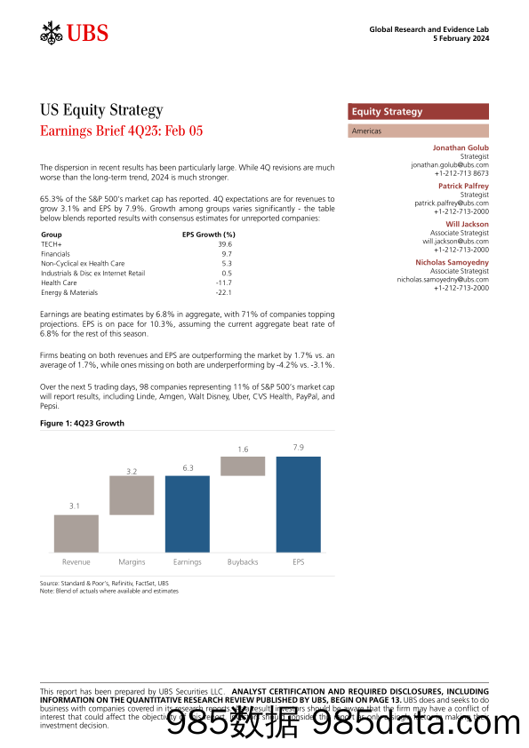 UBS Equities-US Equity Strategy _Earnings Brief 4Q23 Feb 05_ Golub-106350398