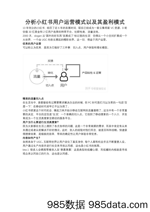 【小红书运营】分析小红书用户运营模式以及其盈利模式