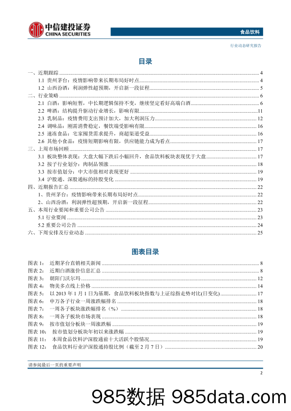 【疫情对行业影响】食品饮料行业：白酒龙头目标不变，彰显信心，疫情影响带来长期布局时机-20200209-中信建投插图2