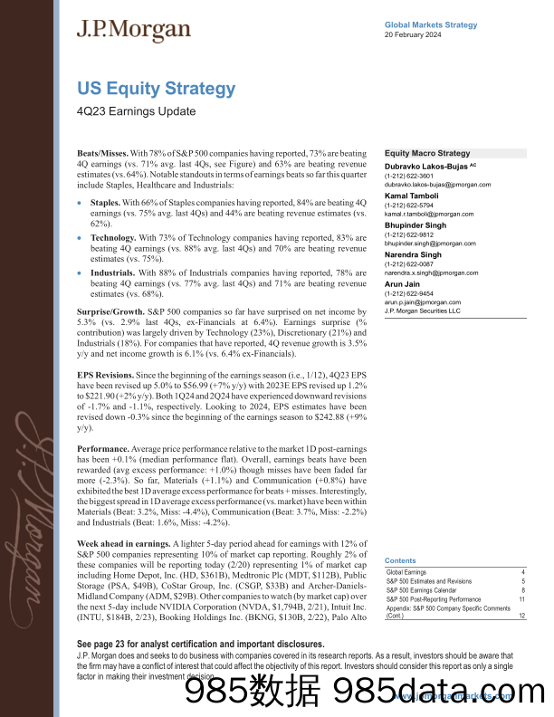 JPMorgan-US Equity Strategy 4Q23 Earnings Update-106597234