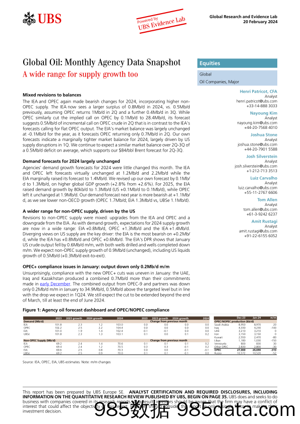 UBS Equities-Global Oil Monthly Agency Data Snapshot _A wide range for s...-106593367