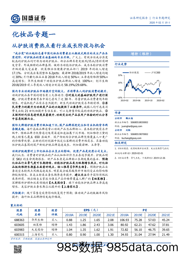 【美妆研报】化妆品行业专题一：从护肤消费热点看行业成长阶段与机会-20200219-国盛证券