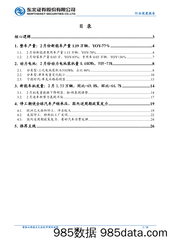 【汽车研报】汽车行业东北新能车数据深度跟踪系列第二期：2月新能车产量1.19万辆，特斯拉表现强势-20200330-东北证券插图1