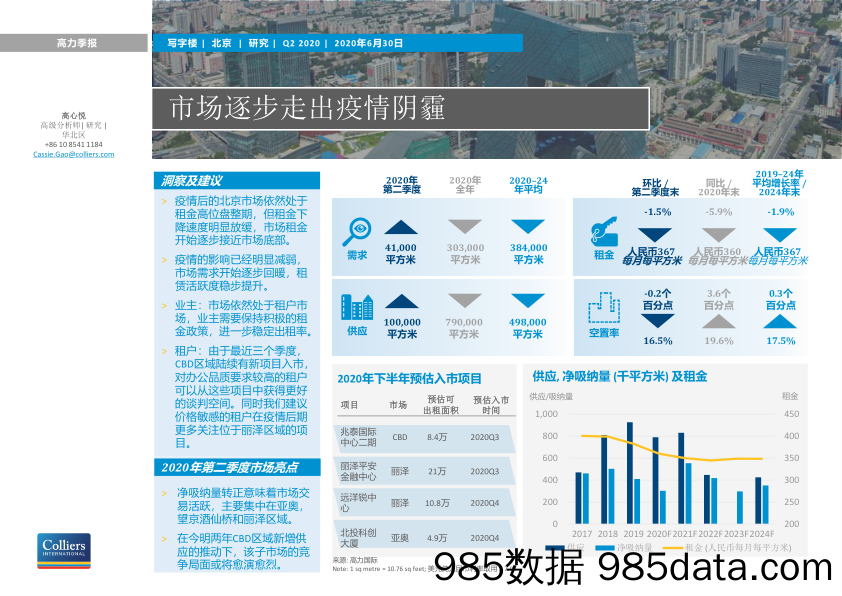 20200810-【疫情-写字楼】高力国际-北京：2020Q2写字楼市场：市场逐步走出疫情阴霾-2020.7