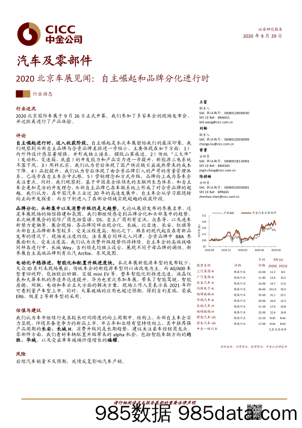 【品牌研报】汽车及零部件行业2020北京车展见闻：自主崛起和品牌分化进行时-20200929-中金公司