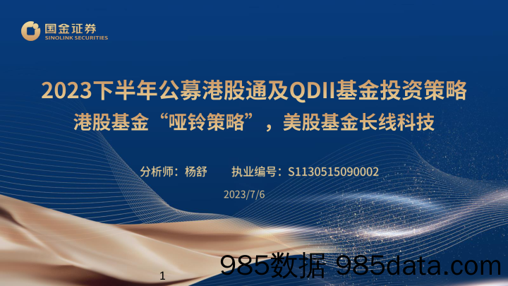 2023下半年公募港股通及QDII基金投资策略：港股基金“哑铃策略”，美股基金长线科技-20230706-国金证券