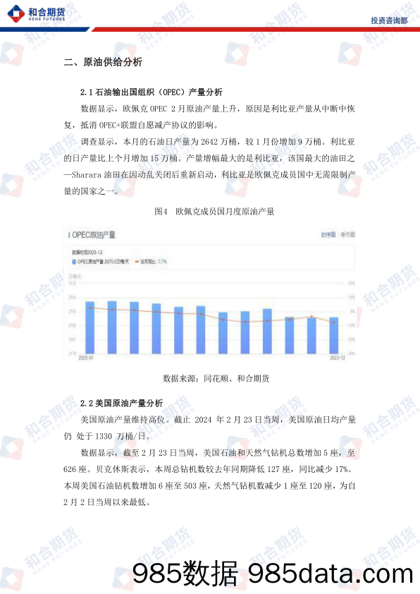 原油月报（2024年3月）：地缘政治风险未见缓和，预计油价下月仍维持震荡-20240301-和合期货插图4