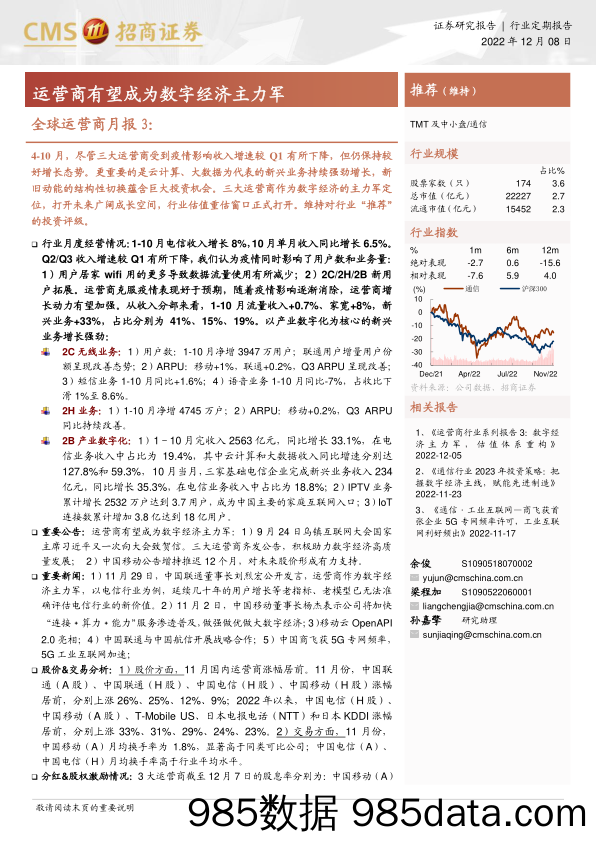 通信行业全球运营商月报3：运营商有望成为数字经济主力军-20221208-招商证券