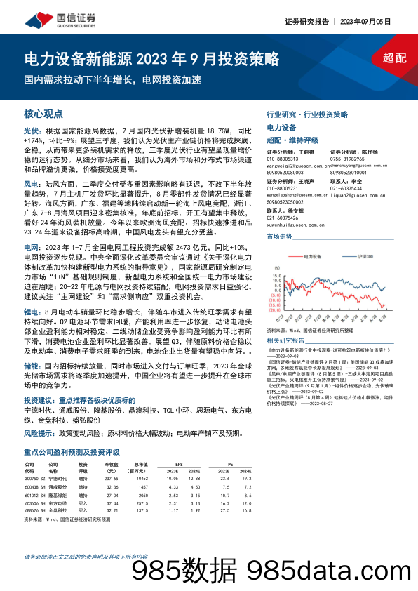 电力设备新能源行业2023年9月投资策略：国内需求拉动下半年增长，电网投资加速-20230905-国信证券插图