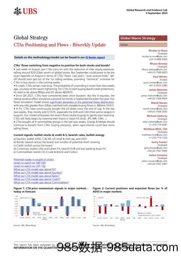 UBS Equities-Global Strategy _CTAs Positioning and Flows - Biweekly Updat...-103784337