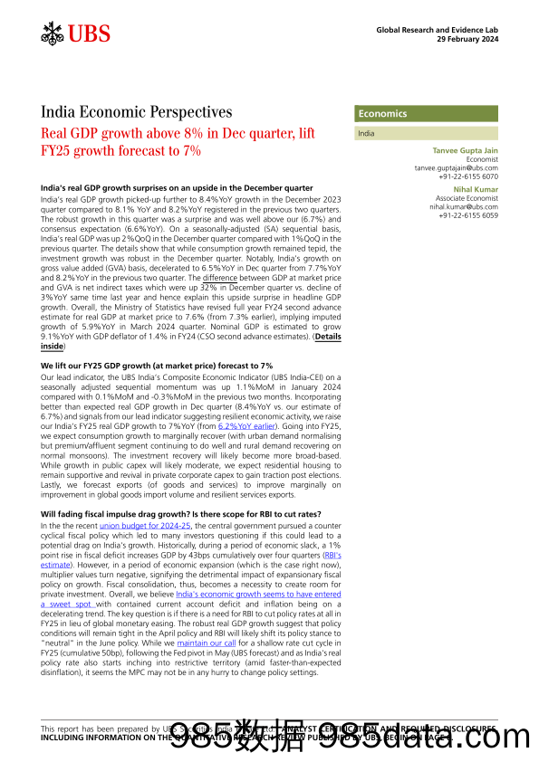 UBS Economics-India Economic Perspectives _Real GDP growth above 8 in Dec...-106774491