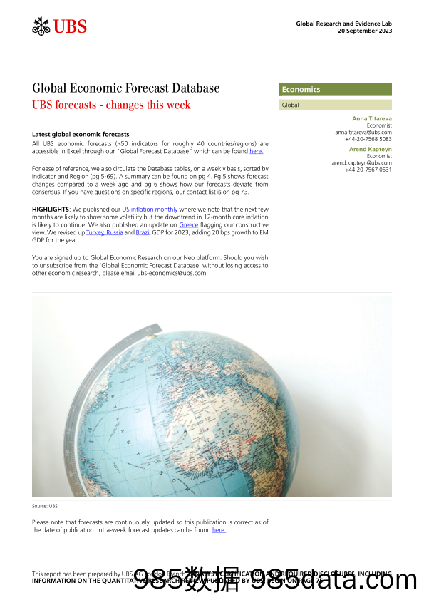 UBS Economics-Global Economic Forecast Database _UBS forecasts - changes t...-103980878