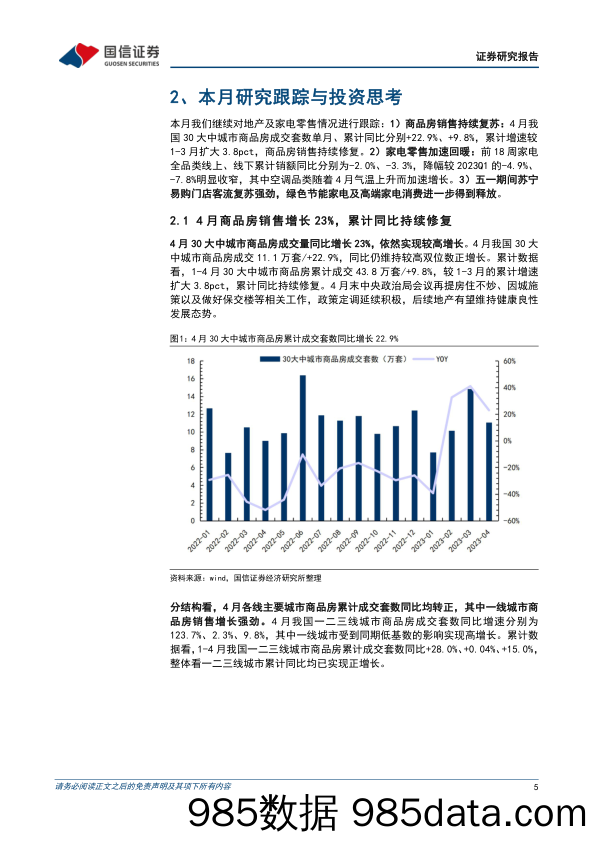 【家居家电研报】家电行业2023年5月投资策略：4月家电零售及地产加速复苏，建议积极关注家电内需复苏-20230508-国信证券插图4