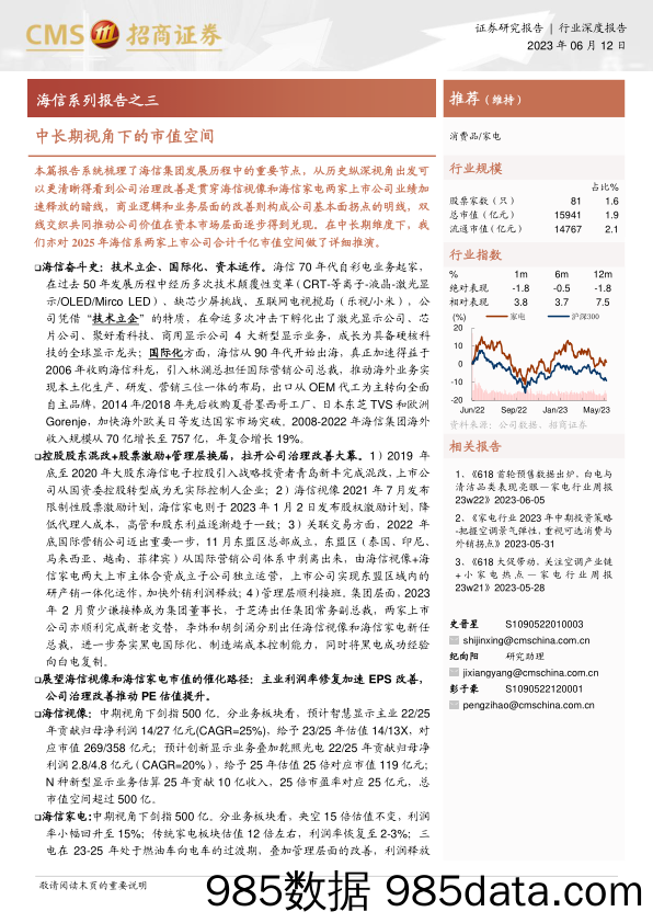 【家居家电研报】家电行业海信系列报告之三：中长期视角下的市值空间-20230612-招商证券插图