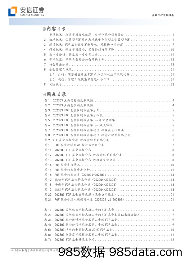 FOF基金2023年三季报分析：规模出现回落，偏好债券型基金-20231101-安信证券插图1