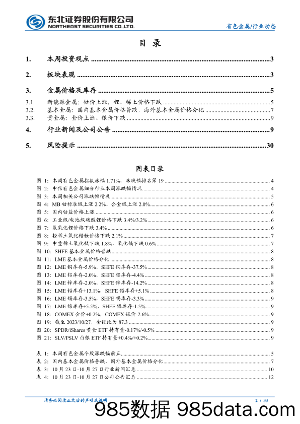 有色金属行业：巴以冲突再升级，金价重回2000美元-20231029-东北证券插图1