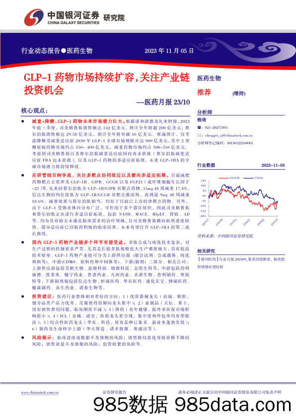 医药行业月报：GLP_1药物市场持续扩容，关注产业链投资机会-20231105-银河证券