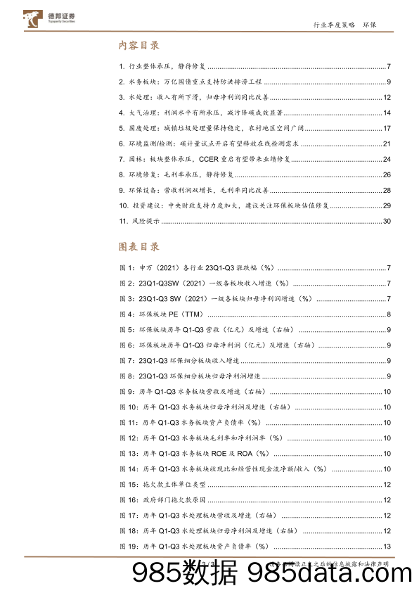 环保行业板块2023三季报总结：万亿国债纾解地方财政压力，碳计量试点+CCER重启有望打开监测需求-20231108-德邦证券插图2