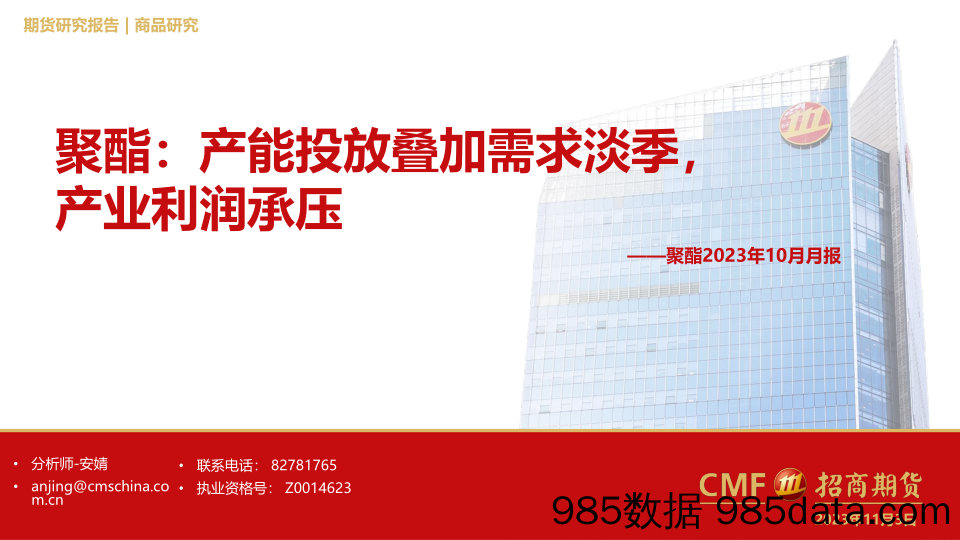 聚酯2023年10月月报：产能投放叠加需求淡季，产业利润承压-20231103-招商期货