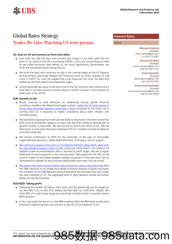 UBS Fixed Income-Global Rates Strategy _Trades We Like Watching US term prem...-104781131