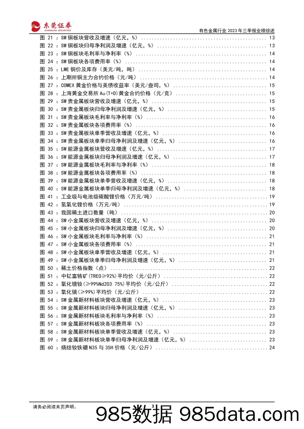 有色金属行业2023年三季报业绩综述：工业金属及小金属业绩环比改善，行业需求逐步回暖-20231110-东莞证券插图2