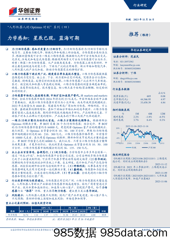 机械行业“人形机器人的Optimus时刻”系列（四）：力学感知，星辰已现，蓝海可期-20231116-华创证券