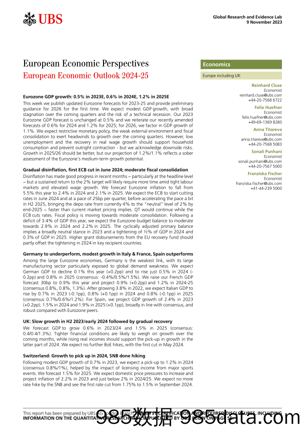 UBS Economics-European Economic Perspectives _European Economic Outlook 20...-104909198