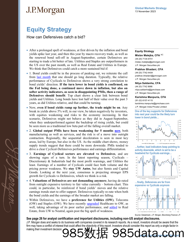 JPMorgan-Equity Strategy How can Defensives catch a bid-104973299