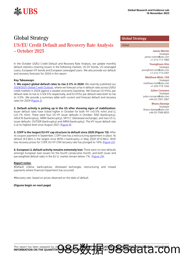 UBS Equities-Global Strategy _USEU Credit Default and Recovery Rate Anal...-105034130