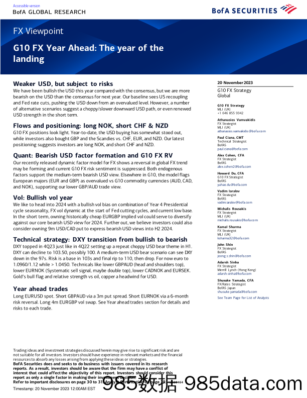 BOA_FX Viewpoint_G10 FX Year Ahead_ The year of the landing插图