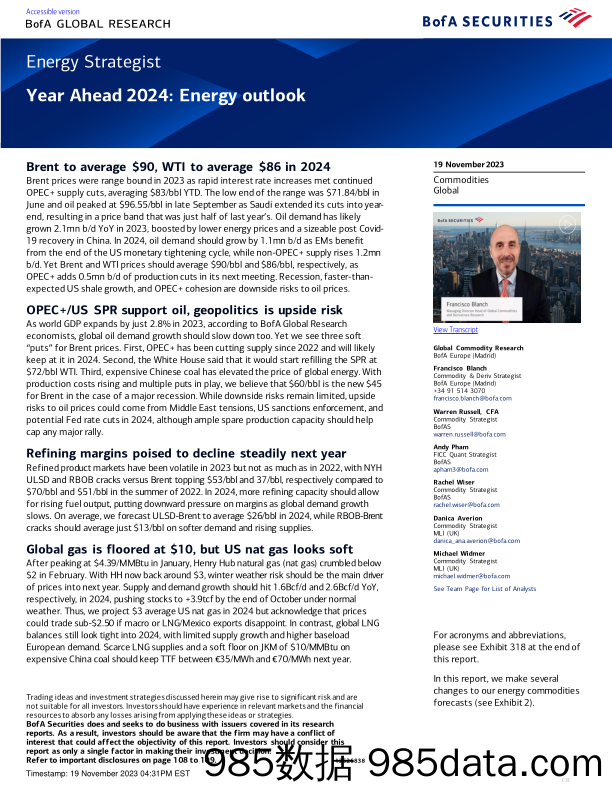 BofA Global Research-Energy Strategist Year Ahead 2024 Energy outlook-105068861