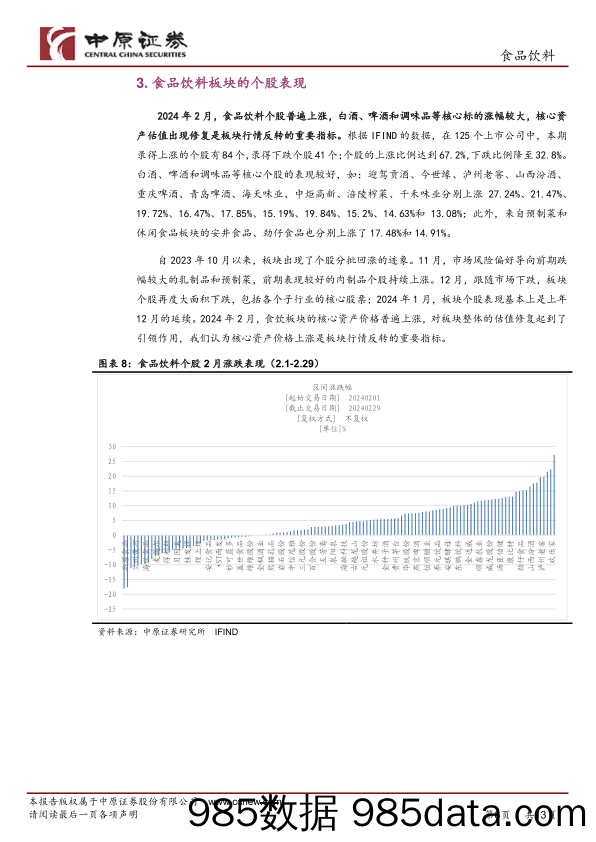 食品饮料行业2月月报：食饮板块全面反弹，核心资产表现突出-240308-中原证券插图5