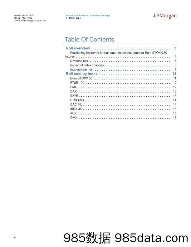 JPMorgan-European Equity Futures Rollover Outlook March 2024 – June 2…-106855608插图1
