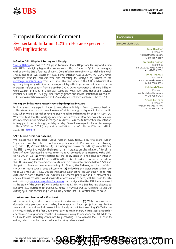 UBS Economics-European Economic Comment _Switzerland Inflation 1.2 in Fe...-106841721