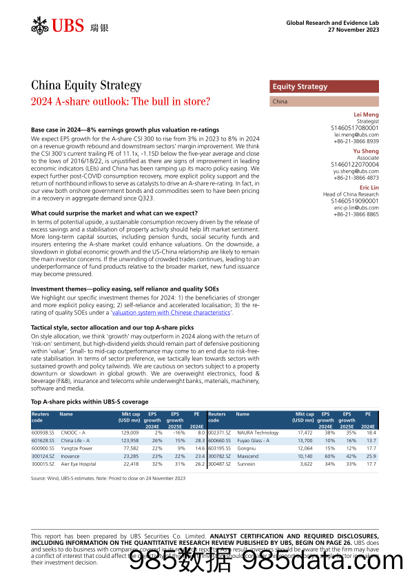 UBS Equities-China Equity Strategy _2024 A-share outlook The bull in sto...-105174498