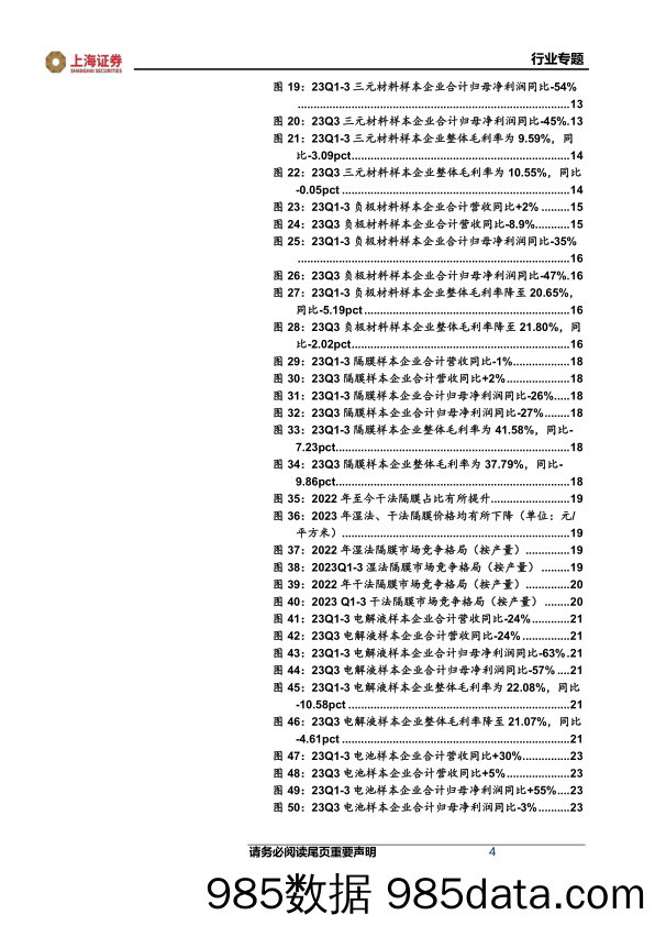 锂电产业链2023年三季报业绩总结：23Q3材料环节盈利能力结构性向好，9月储能市场需求放缓-20231208-上海证券插图3