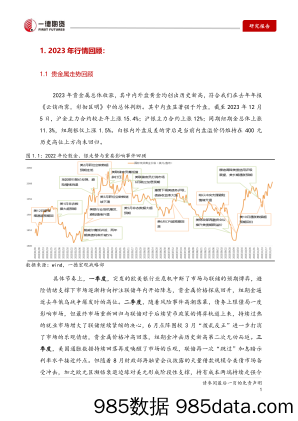 2024年贵金属年报：无畏身在最高层，卷土重来未可知-20231207-一德期货插图2